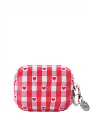 Wildflower Airpods Pro Case Red Gingham Hearts USA | ZIXW-72139