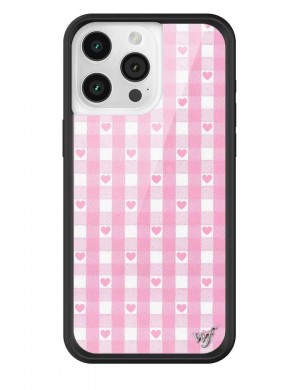 Wildflower Iphone 12 Pro Max Cases Pink Gingham Hearts USA | UYBQ-47250