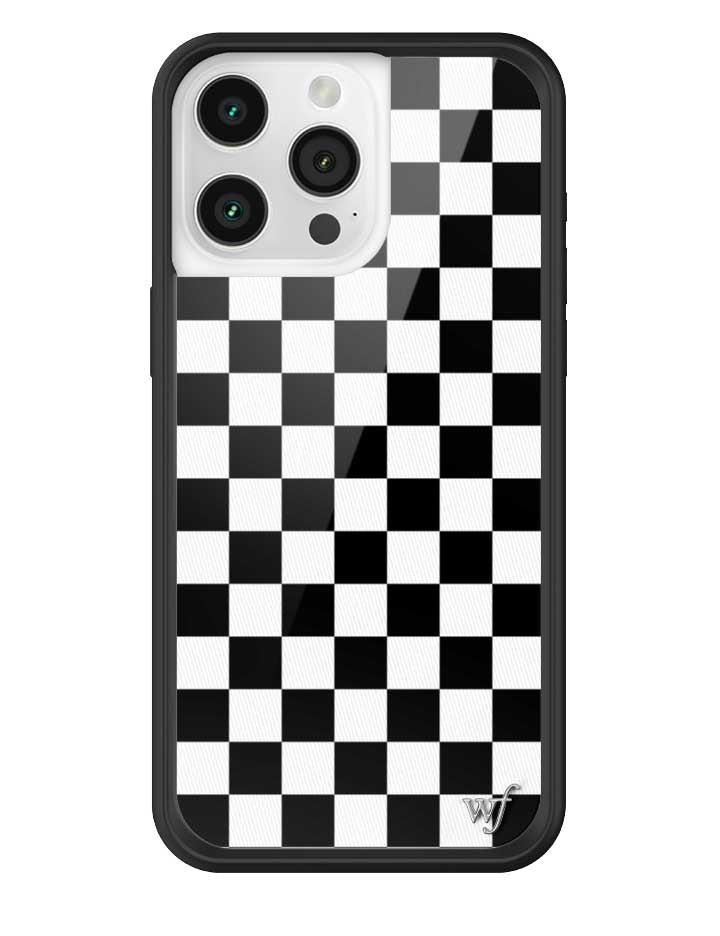 Wildflower Checkers Iphone 13 Cases Black and White  USA |  VPDS-54172