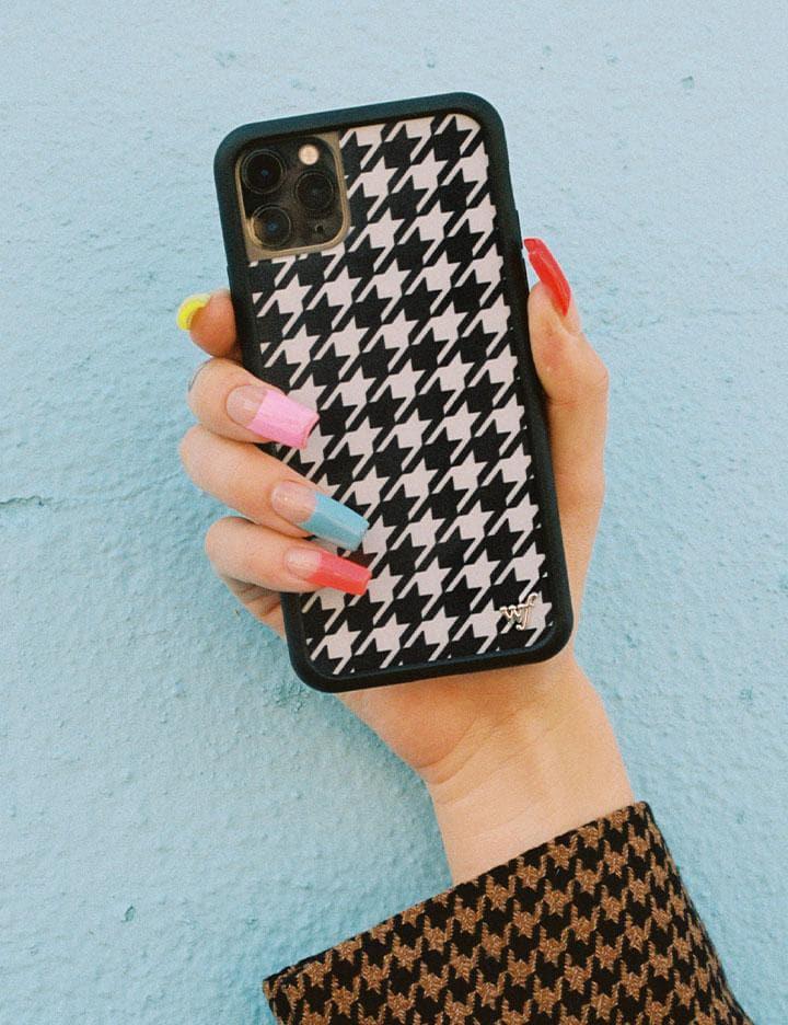 Wildflower Houndstooth Iphone 12 Pro Max Cases Black  USA |  LHXJ-37841