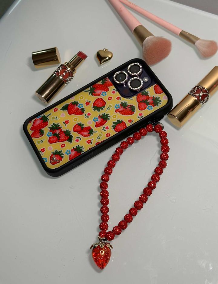 Wildflower Strawberry Iphone Wristlet Wristlet Iphone Straps red  USA |  JQWB-70189