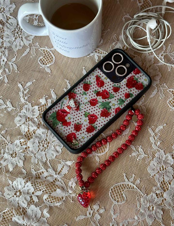 Wildflower Strawberry Iphone Wristlet Wristlet Iphone Straps red  USA |  JQWB-70189