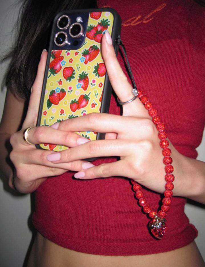 Wildflower Strawberry Iphone Wristlet Wristlet Iphone Straps red  USA |  JQWB-70189