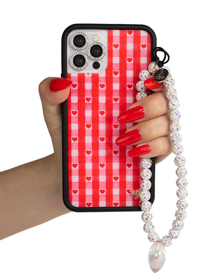 Wildflower White Heart Iphone Wristlet Wristlet Iphone Straps Blue  USA |  YMGK-78015